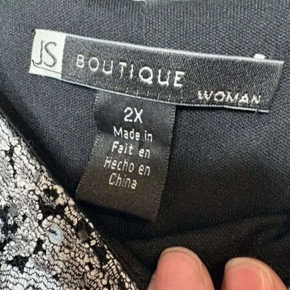 JS Boutique 2X Black & White Lace 2-Piece Set Tank & Cardigan Elegant Plus Size - Picture 6 of 9